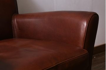 中古　イタリア製　baxter(バクスター)　OXFORDINE　牛革　ヴィンテージ感漂う1人掛けソファ(アームソファ、1Pソファ)(定価約86万円)(R-039685)
