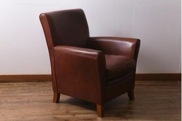 中古　イタリア製　baxter(バクスター)　OXFORDINE　牛革　ヴィンテージ感漂う1人掛けソファ(アームソファ、1Pソファ)(定価約86万円)(R-039686)