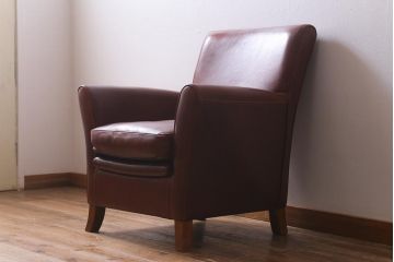 中古　イタリア製　baxter(バクスター)　OXFORDINE　牛革　ヴィンテージ感漂う1人掛けソファ(アームソファ、1Pソファ)(定価約86万円)(R-039686)