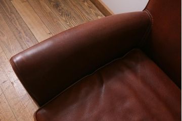 中古　イタリア製　baxter(バクスター)　OXFORDINE　牛革　ヴィンテージ感漂う1人掛けソファ(アームソファ、1Pソファ)(定価約86万円)(R-039686)