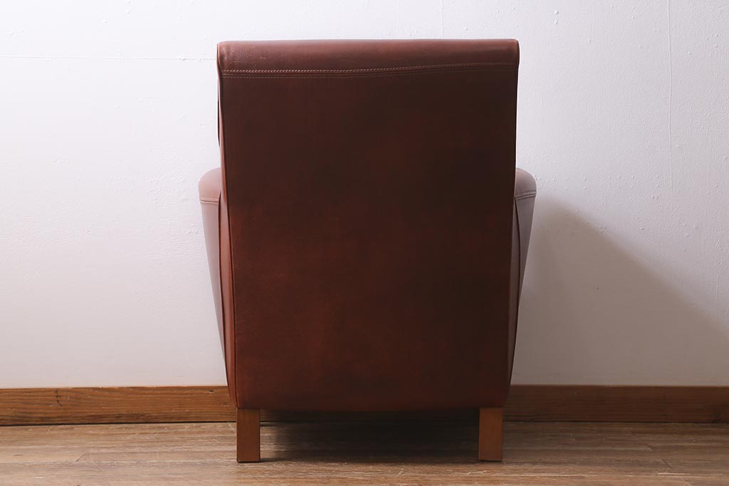 中古　イタリア製　baxter(バクスター)　OXFORDINE　牛革　ヴィンテージ感漂う1人掛けソファ(アームソファ、1Pソファ)(定価約86万円)(R-039686)