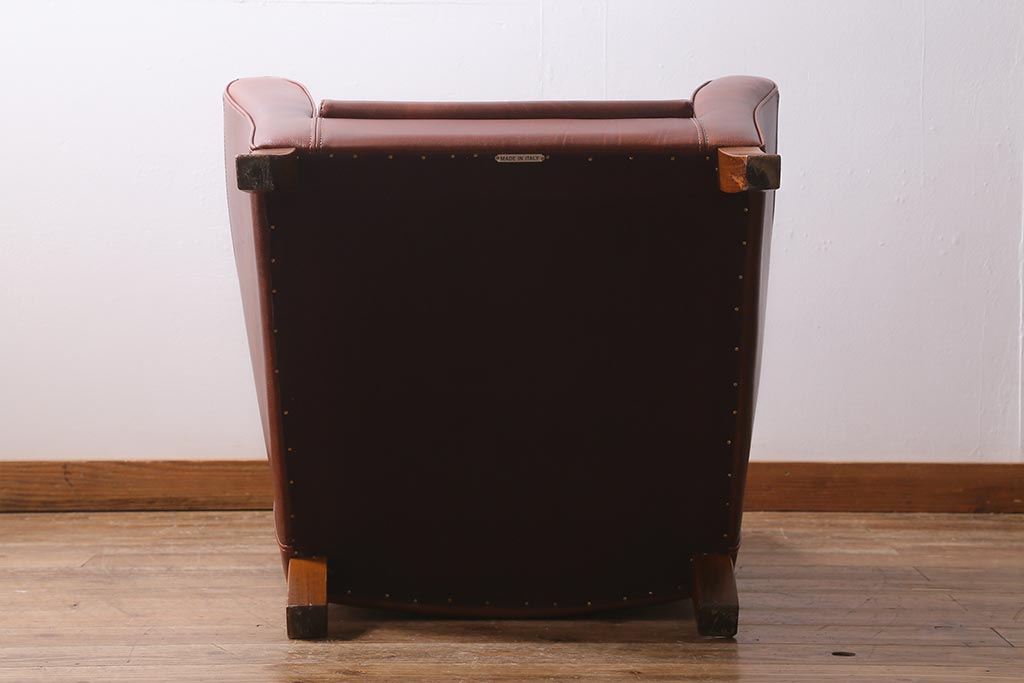 中古　イタリア製　baxter(バクスター)　OXFORDINE　牛革　ヴィンテージ感漂う1人掛けソファ(アームソファ、1Pソファ)(定価約86万円)(R-039686)