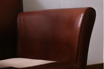 中古　イタリア製　baxter(バクスター)　OXFORDINE　牛革　ヴィンテージ感漂う1人掛けソファ(アームソファ、1Pソファ)(定価約86万円)(R-039686)