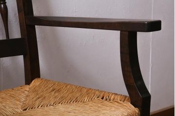 中古　松本民芸家具　SP型ラッシアームチェア　お洒落なラッシ座面が魅力のチェア(ラッシチェア、椅子)(R-039694)