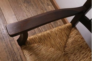 中古　松本民芸家具　SP型ラッシアームチェア　お洒落なラッシ座面が魅力のチェア(ラッシチェア、椅子)(R-039695)