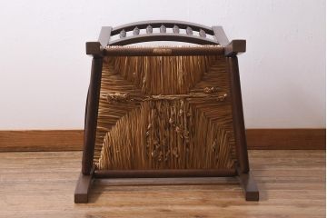 中古　松本民芸家具　SP型ラッシアームチェア　お洒落なラッシ座面が魅力のチェア(ラッシチェア、椅子)(R-039695)