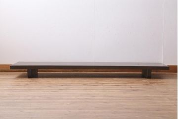 アンティーク家具　朴の木の一枚板を使用した味わい深い裁ち板(ローテーブル、ローボード)(R-039697)