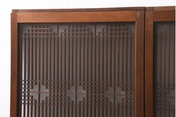 ラフジュ工房オリジナル　古建具リメイク　引き出し5杯付きの組子書院戸のキャビネット(戸棚、リビングボード)(R-039700)