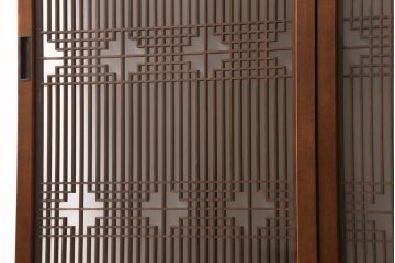 ラフジュ工房オリジナル　古建具リメイク　引き出し5杯付きの組子書院戸のキャビネット(戸棚、リビングボード)(R-039700)