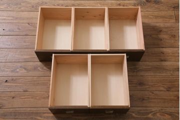 ラフジュ工房オリジナル　古建具リメイク　引き出し5杯付きの組子書院戸のキャビネット(戸棚、リビングボード)(R-039700)