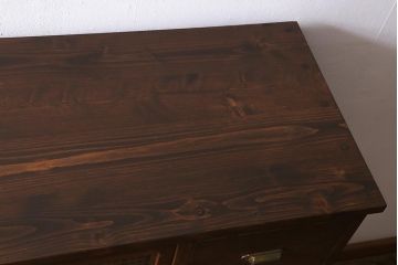 ラフジュ工房オリジナル　古建具リメイク　引き出し5杯付きの組子書院戸のキャビネット(戸棚、リビングボード)(R-039700)