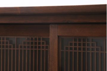 ラフジュ工房オリジナル　古建具リメイク　引き出し5杯付きの組子書院戸のキャビネット(戸棚、リビングボード)(R-039700)