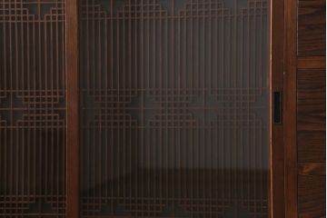 ラフジュ工房オリジナル　古建具リメイク　引き出し5杯付きの組子書院戸のキャビネット(戸棚、リビングボード)(R-039700)