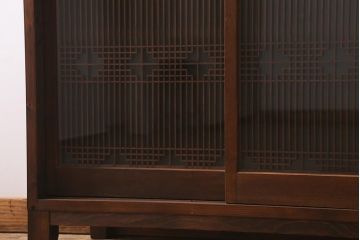 ラフジュ工房オリジナル　古建具リメイク　引き出し5杯付きの組子書院戸のキャビネット(戸棚、リビングボード)(R-039700)