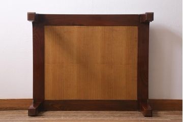 中古　工芸家具(指物家具)　総ケヤキ材　漆塗り　溜塗と杢目が美しい高級感溢れる座卓(ローテーブル)(R-039704)