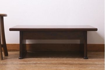 中古　松本民芸家具　#204型　コンパクトで使いやすい引き出し付きの上品な座机(ローテーブル、文机)(R-039709)