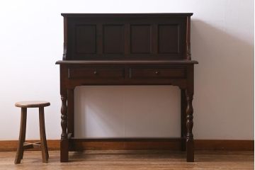 中古　松本民芸家具　シックな書斎作りにおすすめの平机(デスク、ワークデスク、在宅ワーク、在宅用)(R-039710)