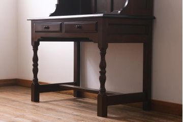 中古　松本民芸家具　シックな書斎作りにおすすめの平机(デスク、ワークデスク、在宅ワーク、在宅用)(R-039710)