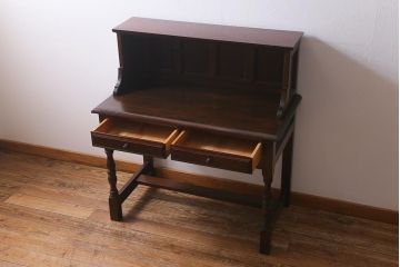 中古　松本民芸家具　シックな書斎作りにおすすめの平机(デスク、ワークデスク、在宅ワーク、在宅用)(R-039710)