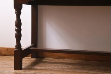 中古　松本民芸家具　シックな書斎作りにおすすめの平机(デスク、ワークデスク、在宅ワーク、在宅用)(R-039710)