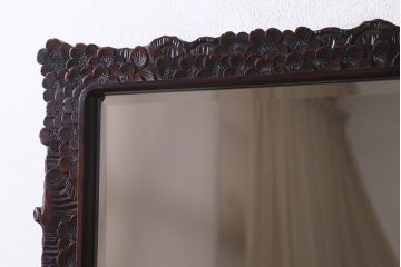ヴィンテージ家具　伝統工芸　軽井沢彫り　桜の意匠が目を惹く上品な佇まいの鏡台(ドレッサー、ビンテージ)(R-039712)