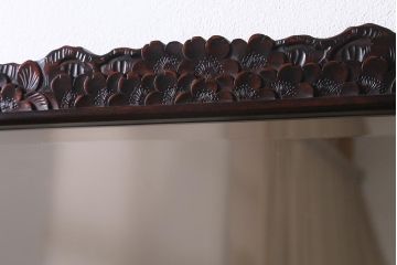 ヴィンテージ家具　伝統工芸　軽井沢彫り　桜の意匠が目を惹く上品な佇まいの鏡台(ドレッサー、ビンテージ)(R-039712)
