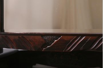 ヴィンテージ家具　伝統工芸　軽井沢彫り　桜の意匠が目を惹く上品な佇まいの鏡台(ドレッサー、ビンテージ)(R-039712)