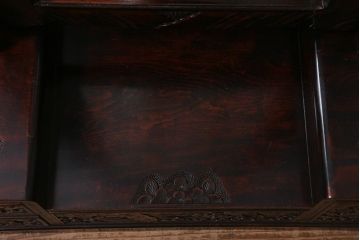ヴィンテージ家具　伝統工芸　軽井沢彫り　桜の意匠が目を惹く上品な佇まいの鏡台(ドレッサー、ビンテージ)(R-039712)