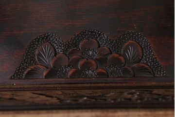 ヴィンテージ家具　伝統工芸　軽井沢彫り　桜の意匠が目を惹く上品な佇まいの鏡台(ドレッサー、ビンテージ)(R-039712)
