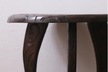 中古　伝統工芸　日光彫り　龍雲図　迫力ある彫刻のサイドテーブル(花台、飾り台)(R-039721)
