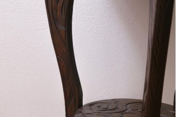 中古　伝統工芸　日光彫り　龍雲図　迫力ある彫刻のサイドテーブル(花台、飾り台)(R-039721)