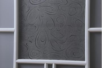 アンティーク建具　和製アンティーク　昭和初期　ペイント　淡い水色が爽やかな木製ドア(扉、開き戸、建具)(R-039727)