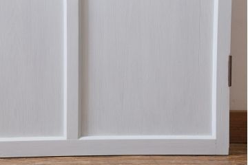 アンティーク建具　和製アンティーク　昭和初期　ペイント　淡い水色が爽やかな木製ドア(扉、開き戸、建具)(R-039727)