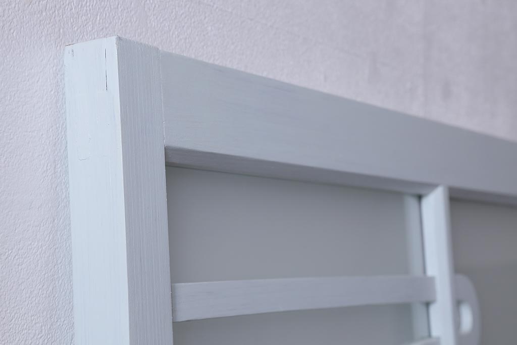 アンティーク建具　和製アンティーク　昭和初期　ペイント　淡い水色が爽やかな木製ドア(扉、開き戸、建具)(R-039727)