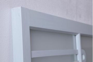 アンティーク建具　和製アンティーク　昭和初期　ペイント　淡い水色が爽やかな木製ドア(扉、開き戸、建具)(R-039727)