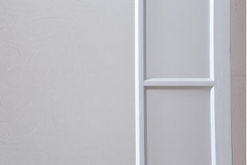 アンティーク建具　和製アンティーク　昭和初期　ペイント　淡い水色が爽やかな木製ドア(扉、開き戸、建具)(R-039727)