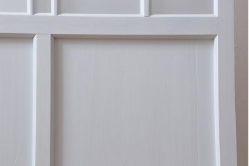 アンティーク建具　和製アンティーク　昭和初期　ペイント　淡い水色が爽やかな木製ドア(扉、開き戸、建具)(R-039727)