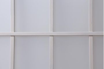 アンティーク建具　和製アンティーク　昭和初期　ペイント　アンティークホワイト　フレンチシックなガラス戸1枚(引き戸、建具)(R-039728)