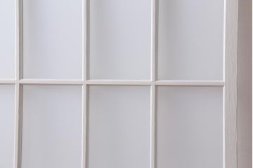 アンティーク建具　和製アンティーク　昭和初期　ペイント　アンティークホワイト　フレンチシックなガラス戸1枚(引き戸、建具)(R-039728)