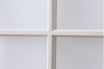 アンティーク建具　和製アンティーク　昭和初期　ペイント　アンティークホワイト　フレンチシックなガラス戸1枚(引き戸、建具)(R-039728)