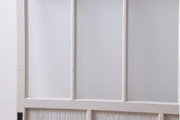 アンティーク建具　和製アンティーク　昭和初期　ペイント　アンティークホワイト　フレンチシックなガラス戸1枚(引き戸、建具)(R-039728)