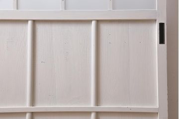 アンティーク建具　和製アンティーク　昭和初期　ペイント　アンティークホワイト　フレンチシックなガラス戸1枚(引き戸、建具)(R-039728)