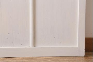 アンティーク建具　和製アンティーク　昭和初期　ペイント　アンティークホワイト　フレンチシックなガラス戸1枚(引き戸、建具)(R-039728)