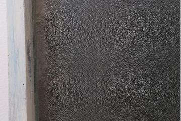 アンティーク建具　和製アンティーク　昭和初期　ペイント　2色のペイントカラーがお洒落なガラス戸2枚セット(引き戸、建具)(R-039729)
