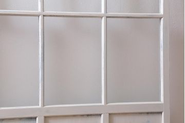 アンティーク建具　和製アンティーク　昭和初期　ペイント　2色のペイントカラーがお洒落なガラス戸2枚セット(引き戸、建具)(R-039729)