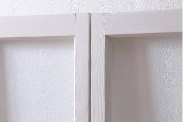アンティーク建具　和製アンティーク　昭和初期　清潔感漂うホワイトペイントのガラス戸2枚セット(引き戸、建具)(R-039730)
