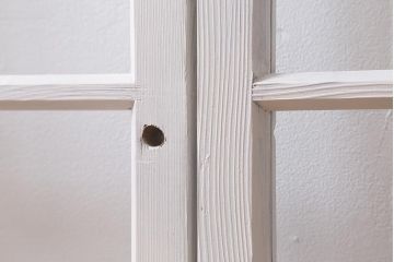 アンティーク建具　和製アンティーク　昭和初期　清潔感漂うホワイトペイントのガラス戸2枚セット(引き戸、建具)(R-039730)