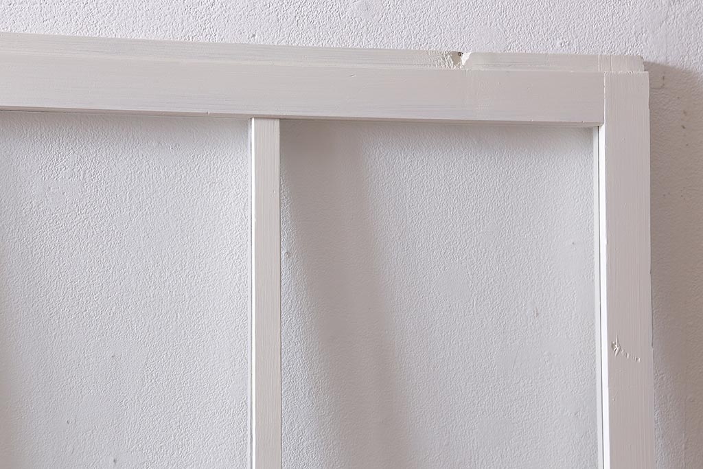 アンティーク建具　和製アンティーク　昭和初期　清潔感漂うホワイトペイントのガラス戸2枚セット(引き戸、建具)(R-039730)