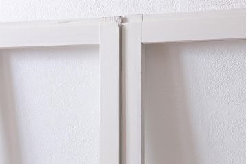 アンティーク建具　和製アンティーク　昭和初期　清潔感漂うホワイトペイントのガラス戸2枚セット(引き戸、建具)(R-039730)