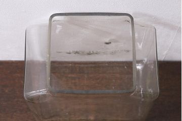 レトロ雑貨　オリエンタルカレー　木製の蓋が魅力的なアンティークのガラスビン(ガラス瓶、角瓶)(R-039733)